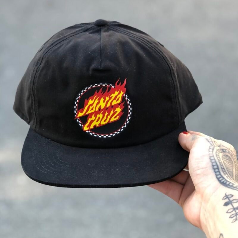 BONÉ SANTA CRUZ DESCONSTRUÍDO CHECK RINGER FLAME DOT PRETO