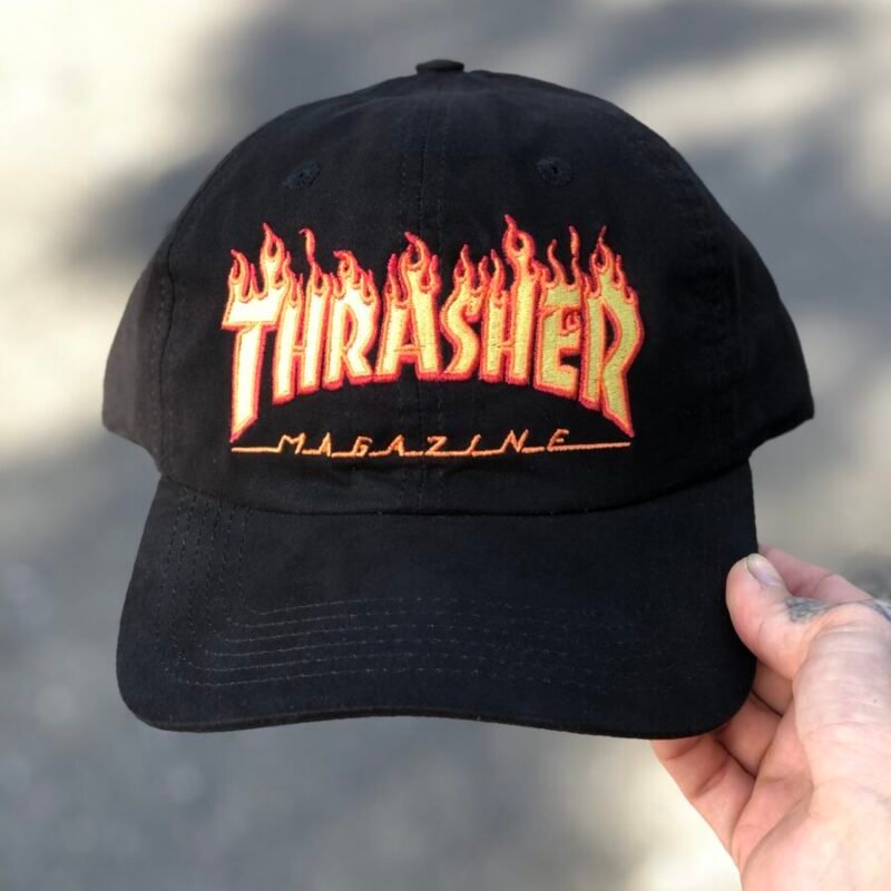 Boné Flame Logo Dad Hat Thrasher Magazine PRETO
