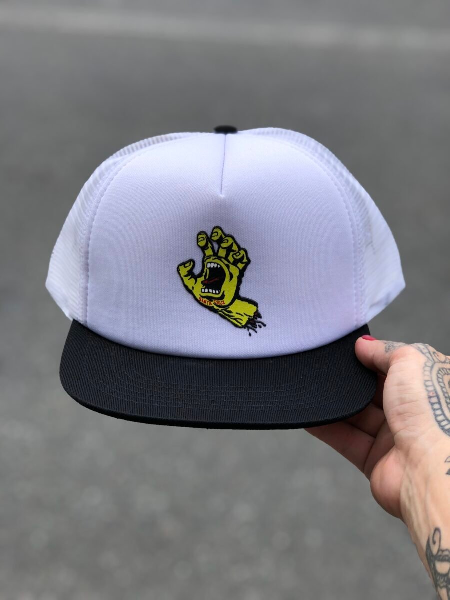 Boné SANTA CRUZ TRUCKER SCREAMING HAND FRONT SNAPBACK BRANCO