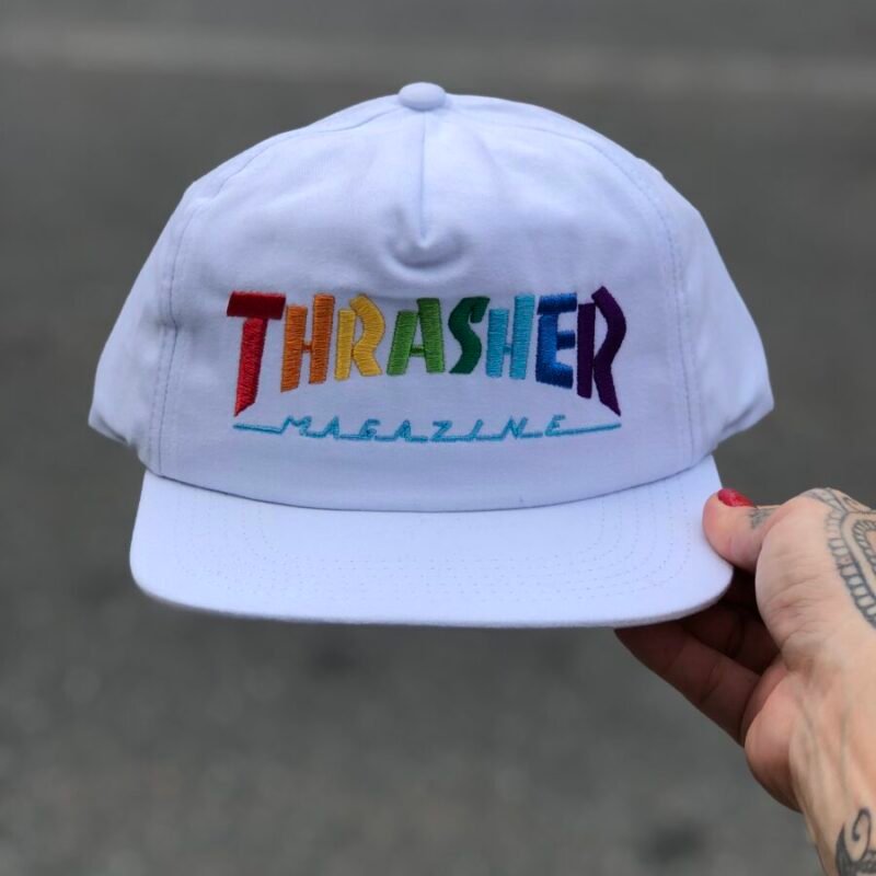 Boné THRASHER SNAPBACK RAINBOW MAG BRANCO